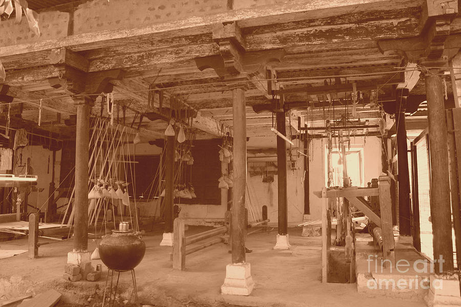 Rope Photograph - Weaving Mill In Omkareshwar II by Four Hands Art
