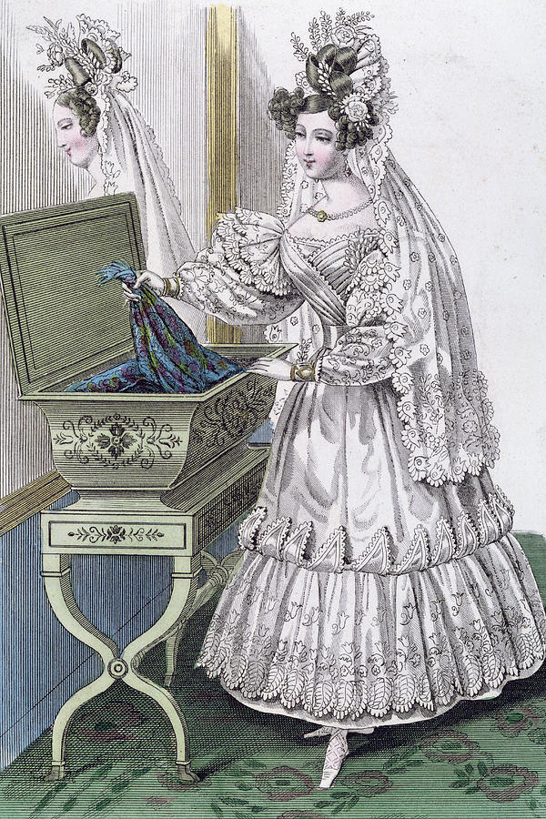 Wedding Dress Drawing By French School