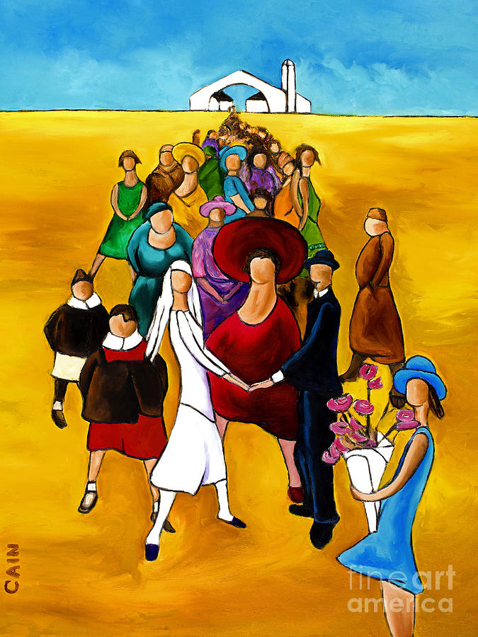 Wedding Holding Hands Painting by William Cain
