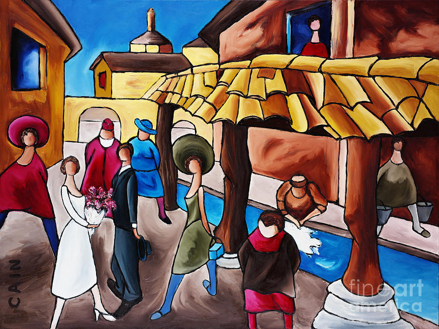 Wedding On Laundry Day Painting by William Cain