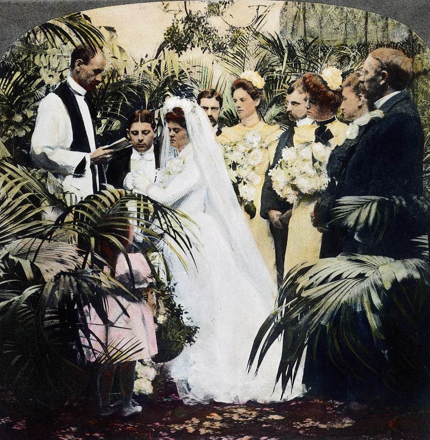 Wedding Party, 1900 Photograph by Granger