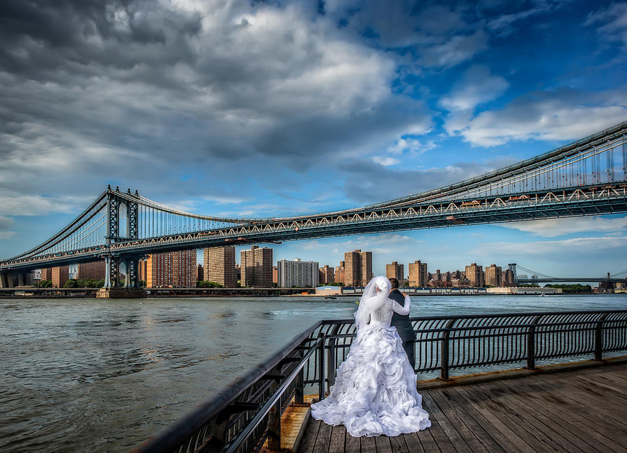 Architecture Photograph - Wedding Photos At The Manhattan Bridge by Linda Karlin