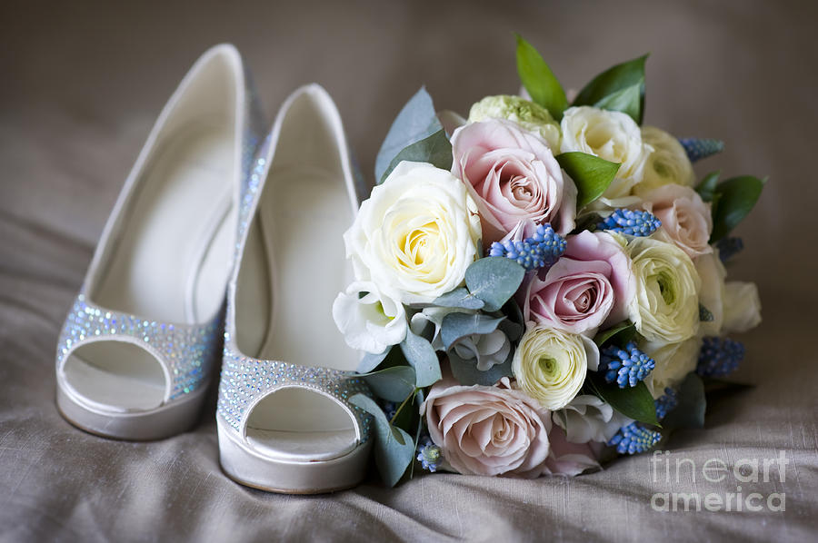 Wedding Shoes And Flowers Photograph by Lee Avison
