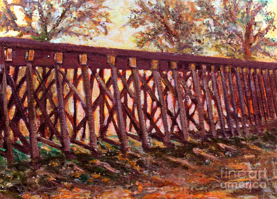 Wednesday at the Railroad Bridge Painting by Rita Brown