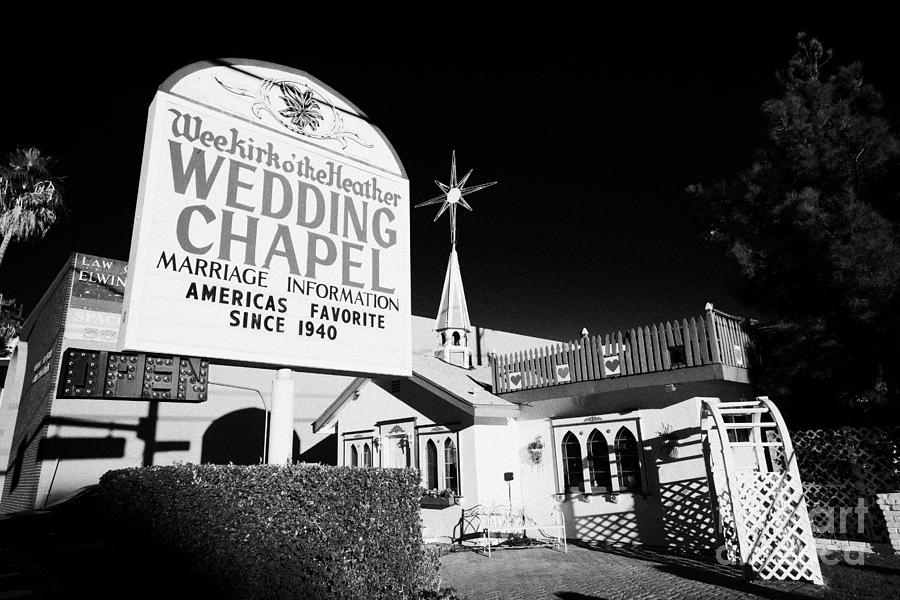 Las Vegas Photograph - wee kirk o the heather wedding chapel on the strip Las Vegas Nevada USA by Joe Fox