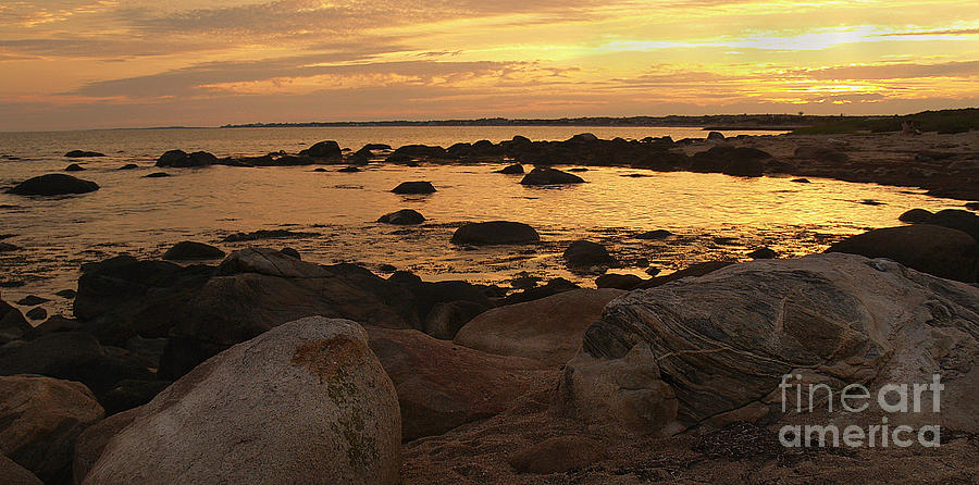 Weekapaug Beach Golden Sunset Photograph by Anna Lisa Yoder
