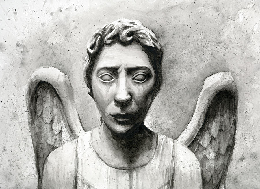 Portrait Painting - Weeping Angel Dont Blink Doctor Who Fan Art by Olga Shvartsur