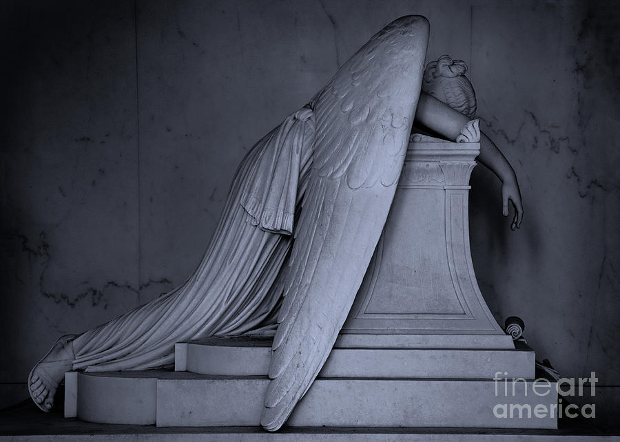 Weeping Angel Statue  BW 2 Photograph by Jerry Fornarotto