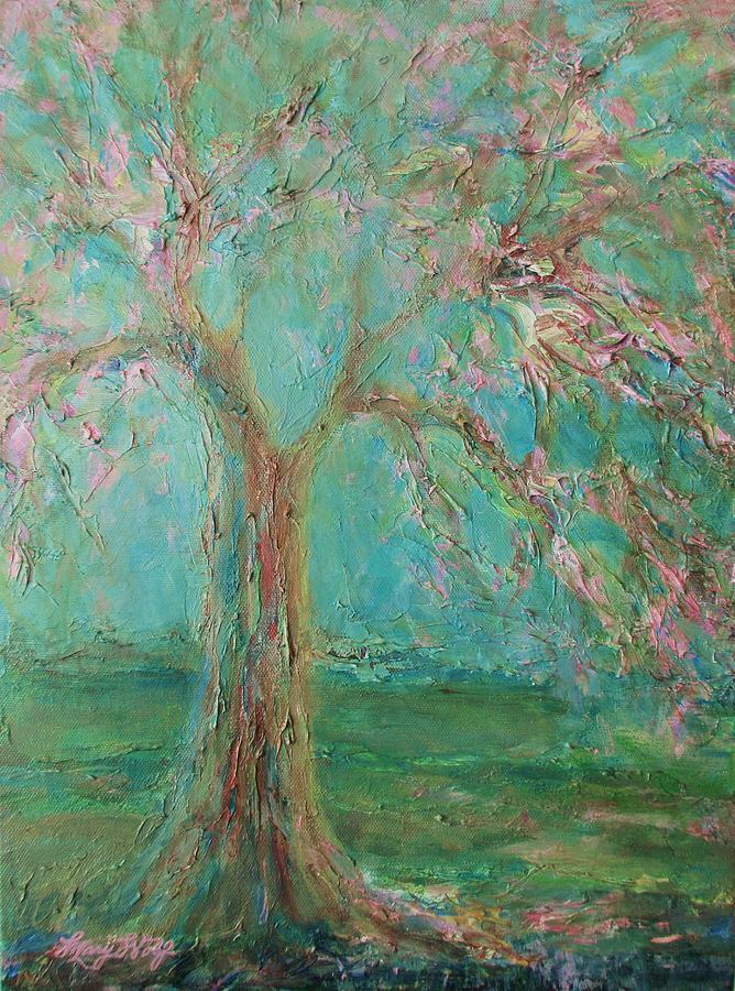 Weeping Cherry Tree Painting by Mary Wolf