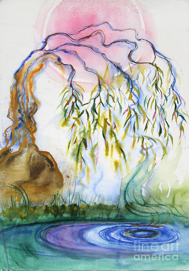 Weeping Willow Painting by Anne Cameron Cutri