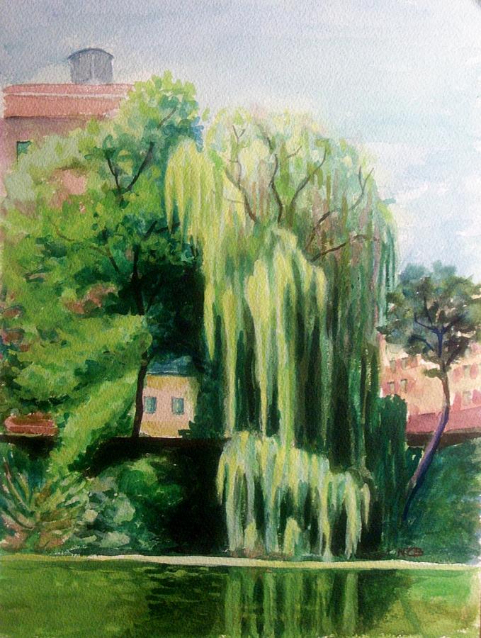 Weeping Willow at North Pond Painting by Nicolas Bouteneff