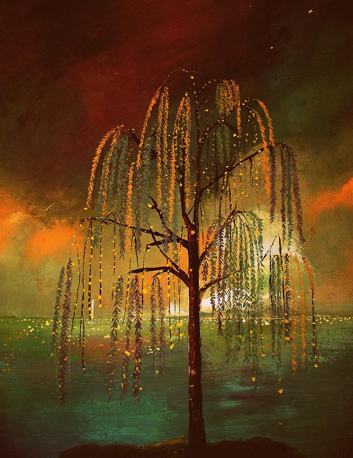 Nature Painting - Weeping willow by Milenka Delic