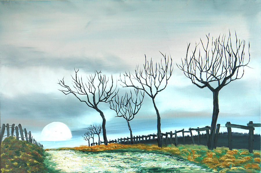 Tree Painting - Weg zum Mond by Helmut Mayer