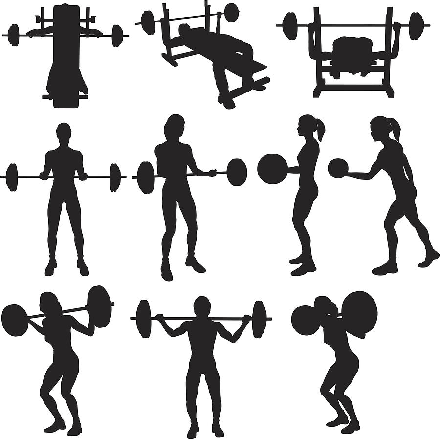 Weigh Lifting Silhouette Collection (vector+raster) Drawing by Hypergon