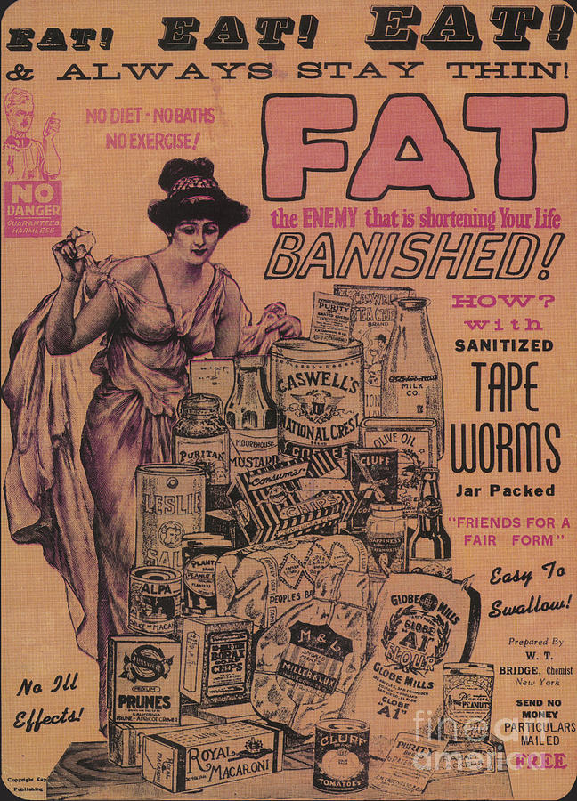 Science Photograph - Weight Loss Ad Sanitized Tapeworms by Science Source