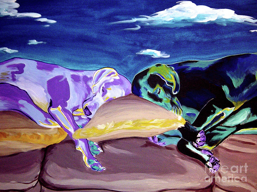 Weimaraner - Sweet Dreams Painting by Dawg Painter