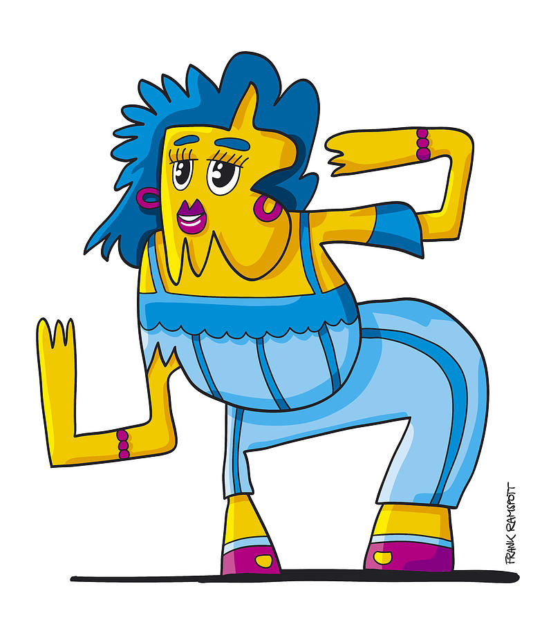 Doodle Digital Art - Weird Dance Girl Doodle Character by Frank Ramspott