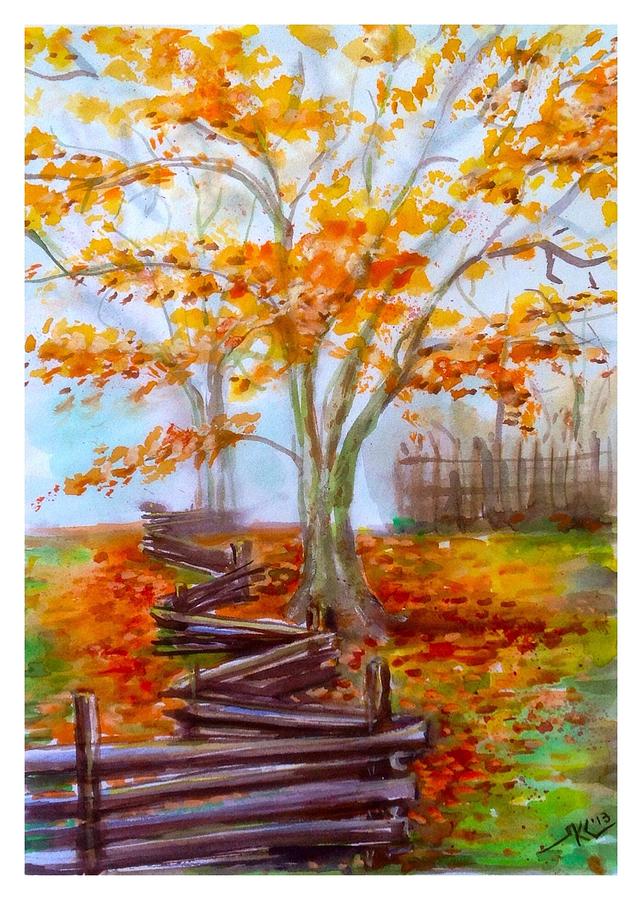 Welcome autumn Painting by Katerina Kovatcheva