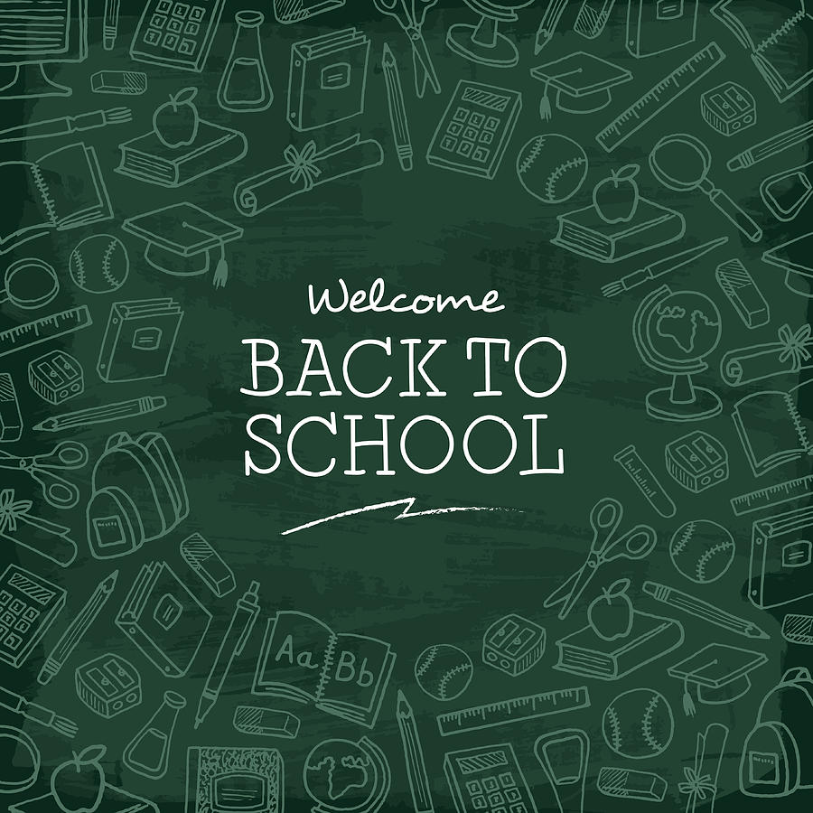 Welcome back to school background. Drawing by Discan