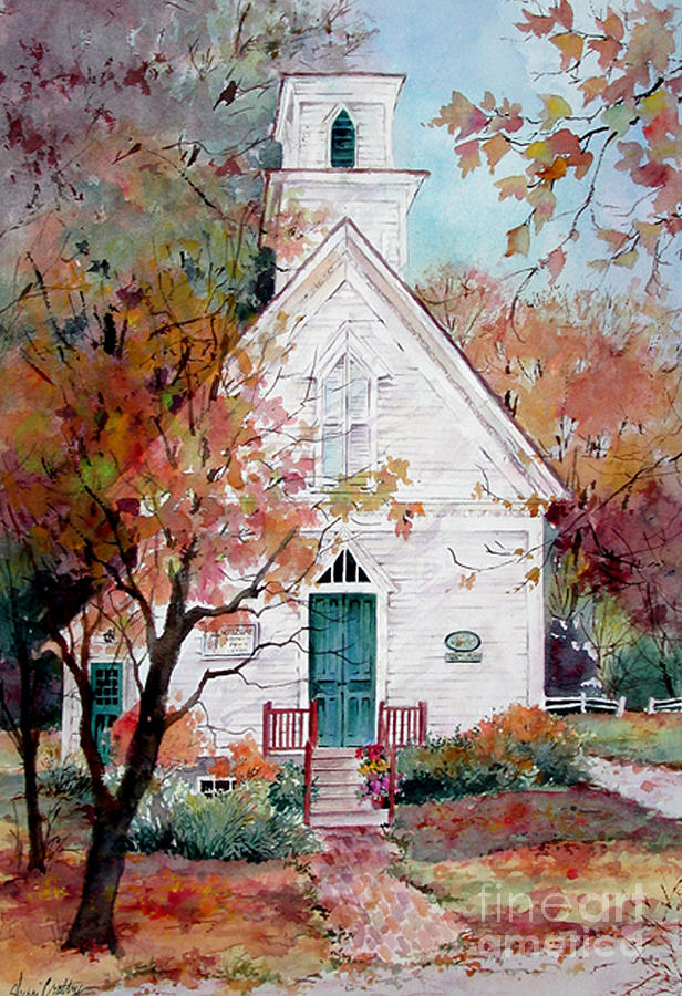 Fall Painting - Welcome Church by Sherri Crabtree
