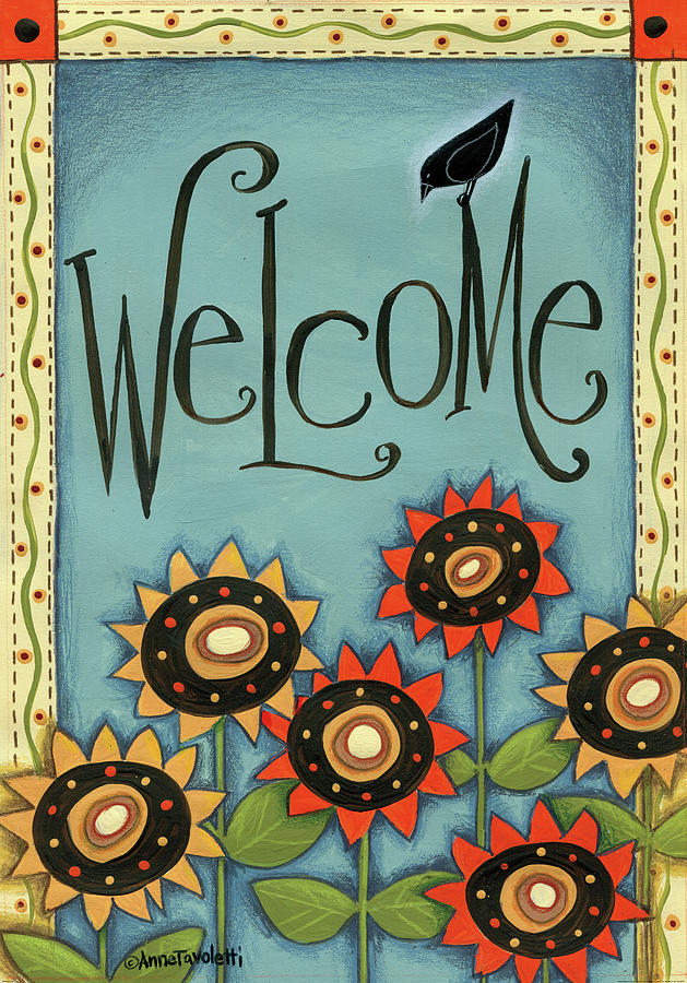 Bird Painting - Welcome Crow by Anne Tavoletti