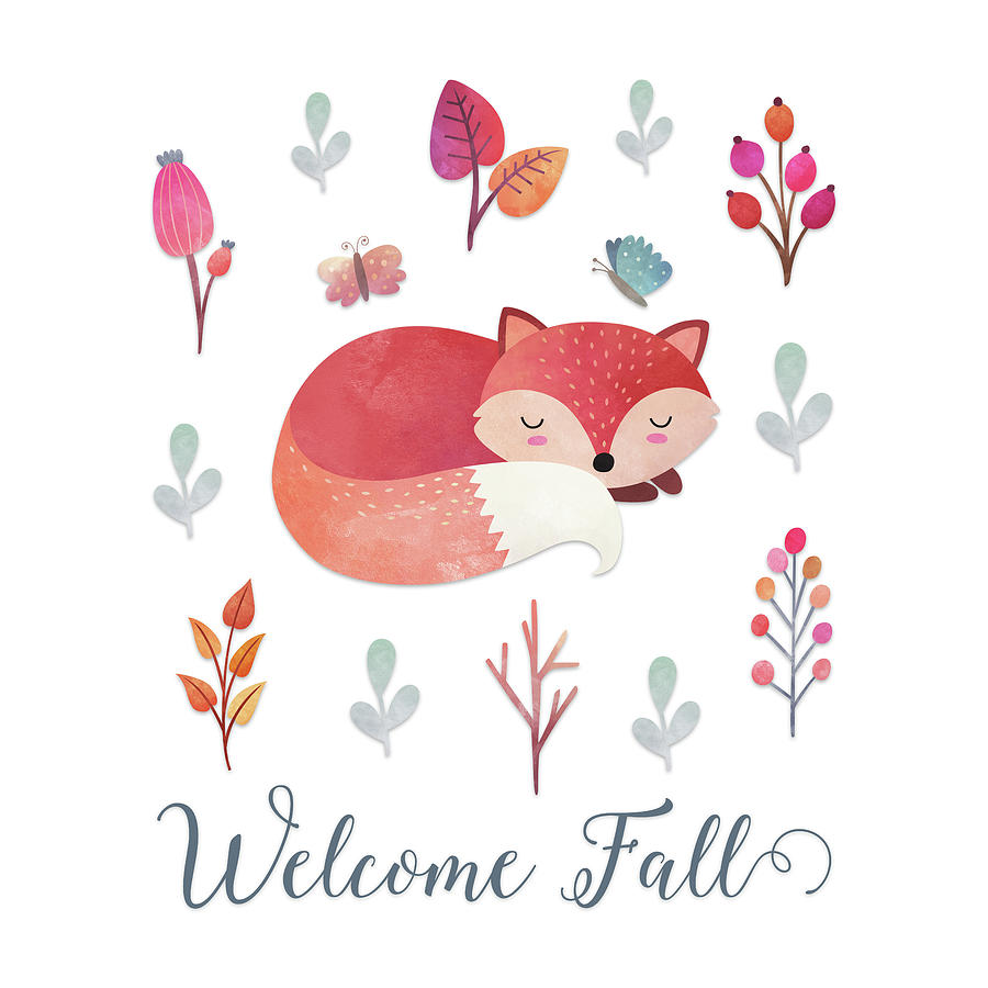 Welcome Fall Fox Painting by Tara Moss | Fine Art America