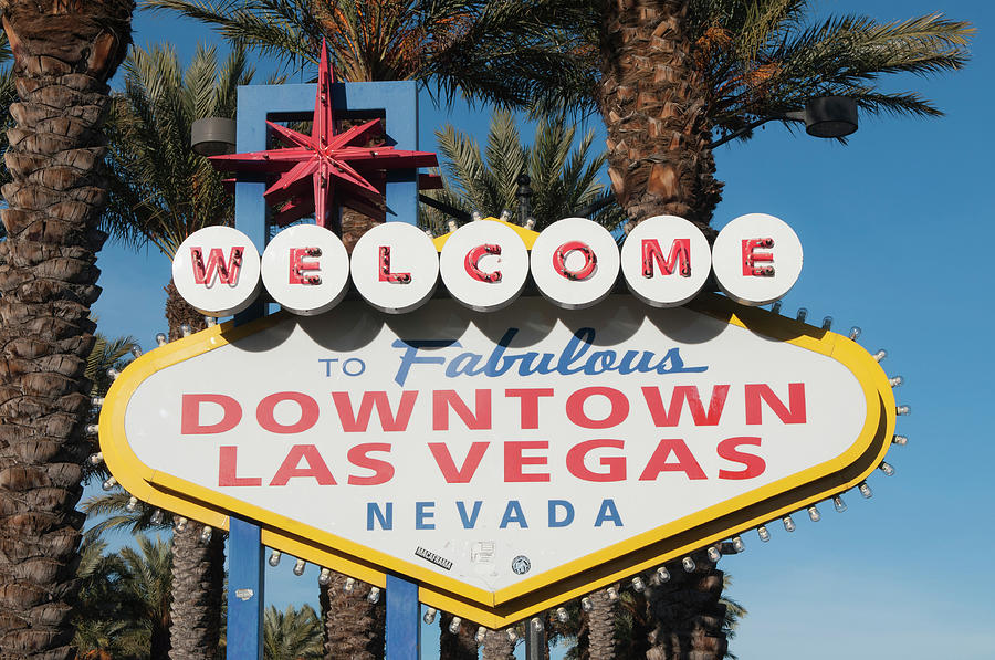 Las Vegas Photograph - Welcome To Downtown Las Vegas Sign, Las by Michael Defreitas