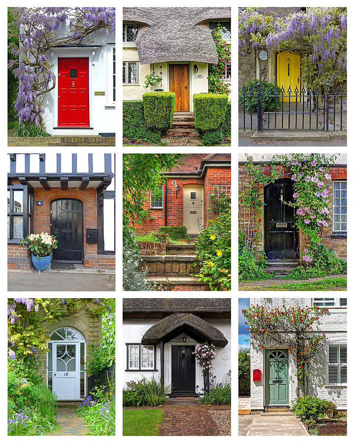 Flower Photograph - Welcome To England - Cottage Doors by Gill Billington