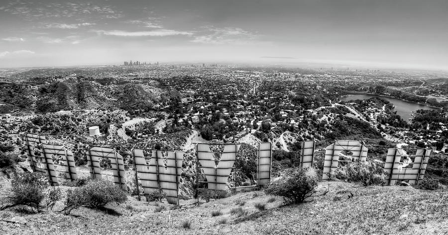 Architecture Photograph - Welcome to Hollywood - BW by Natasha Bishop