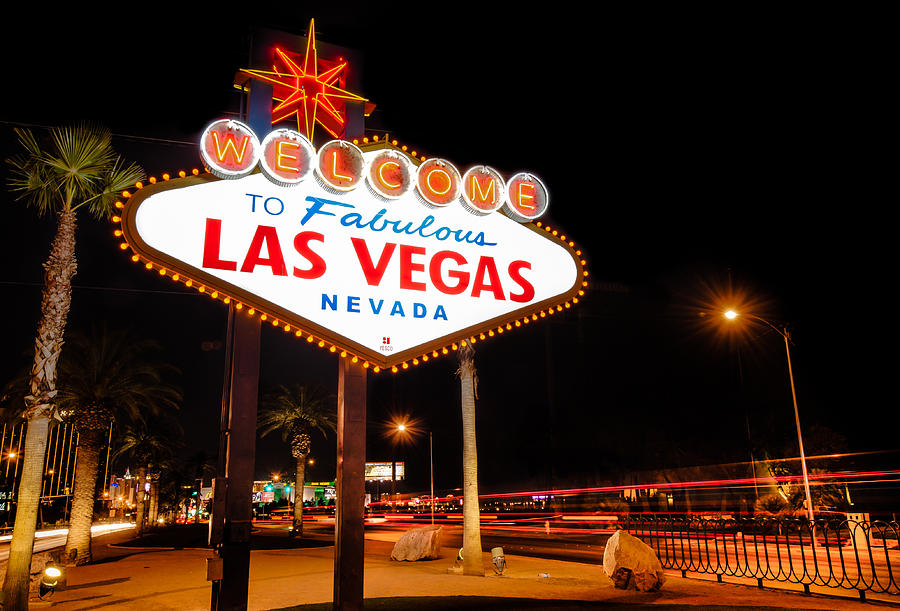 Car Photograph - Welcome to Las Vegas - Neon Sign by Gregory Ballos