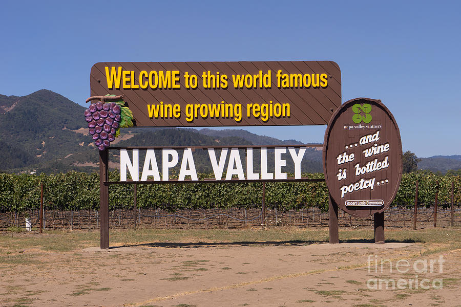 Sign Photograph - Welcome To Napa Valley California DSC1681 by Wingsdomain Art and Photography