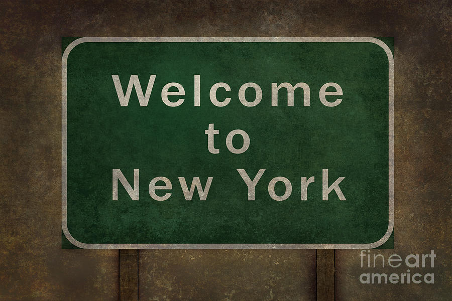 Welcome to New York highway road side sign Digital Art by Sterling Gold
