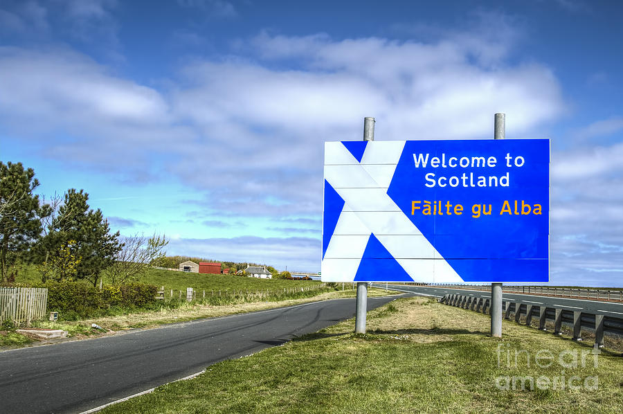 Sign Photograph - Welcome To Scotland by Evelina Kremsdorf