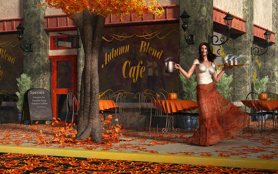 Welcome to the Autumn Blend Cafe Digital Art by Daniel Eskridge
