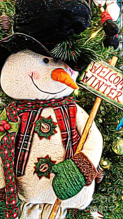 Christmas Photograph - Welcome Winter Snowman by Michelle Frizzell-Thompson