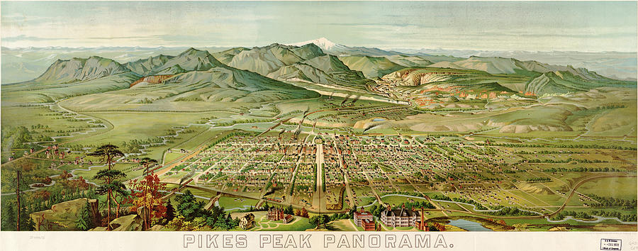 Wellge S Colorado Springs Birdseye Map 1890 Drawing By Eric
