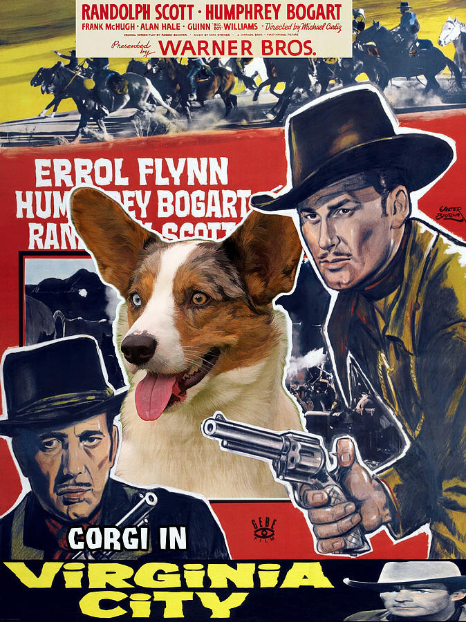 Welsh Corgi Cardigan Art Canvas Print - Virginia City Movie Poster Painting by Sandra Sij
