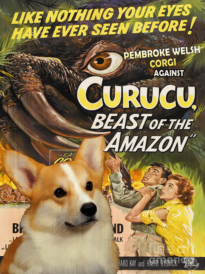 Dog Painting - Welsh Corgi Pembroke Art Canvas Print - Curucu Movie Poster by Sandra Sij