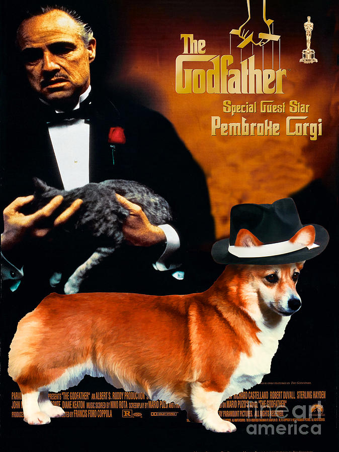Welsh Corgi Pembroke Art Canvas Print - The Godfather Movie Poster Painting by Sandra Sij
