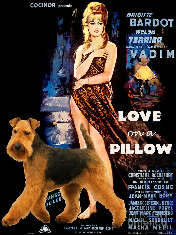 Welsh Terrier Art Canvas Print - Love on a Pillow Movie Poster Painting by Sandra Sij