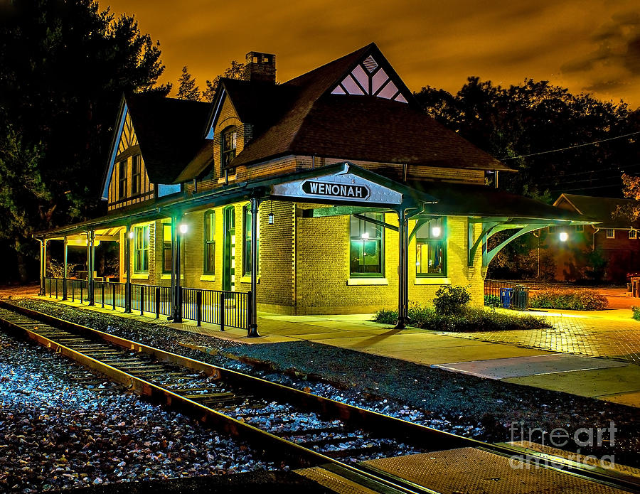 Architecture Photograph - Wenonah Train Station at Night by Nick Zelinsky Jr