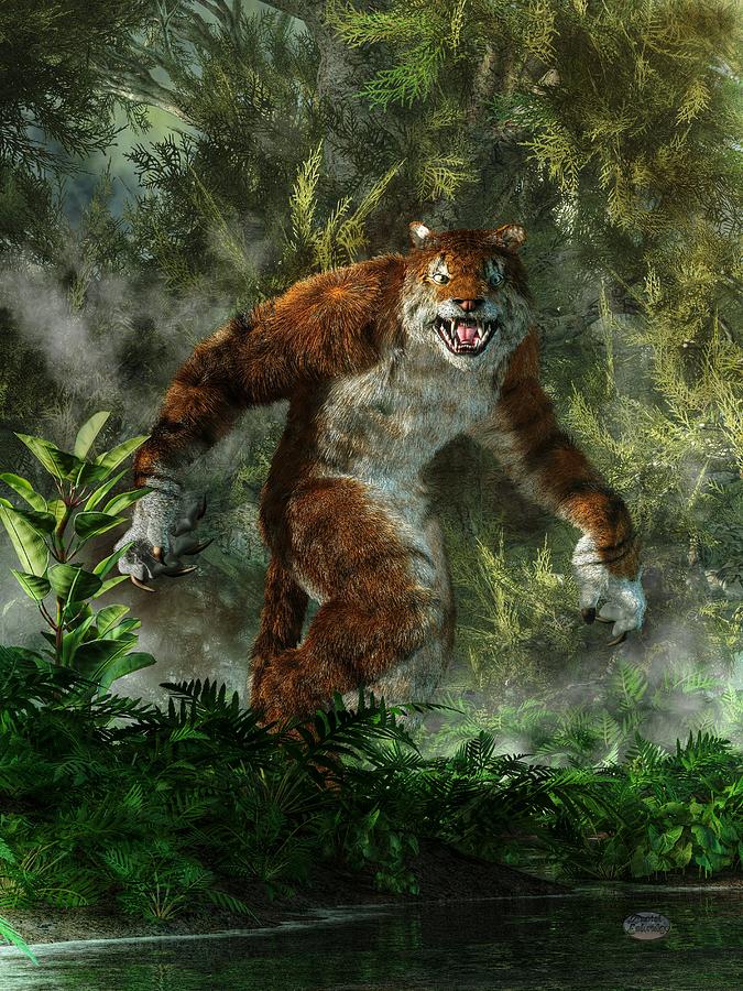 Tiger Digital Art - Weretiger by Daniel Eskridge