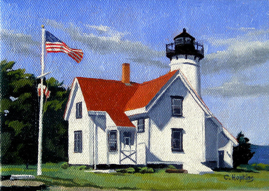 Landscape Painting - West Chop Lighthouse Marthas Vineyard Massachusetts by Christine Hopkins