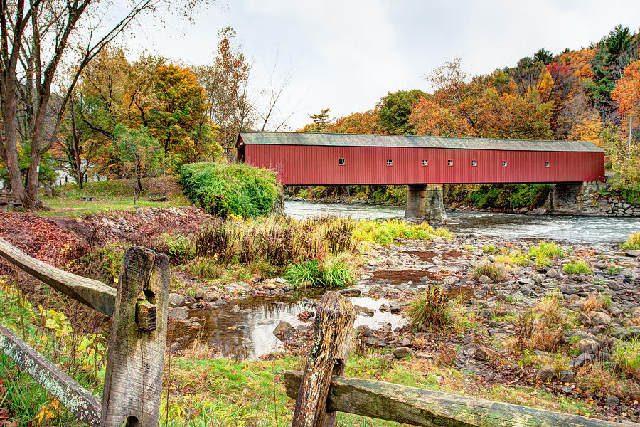 West Cornwall Covered Bridge - Housatonic River  Photograph by Gary Heller