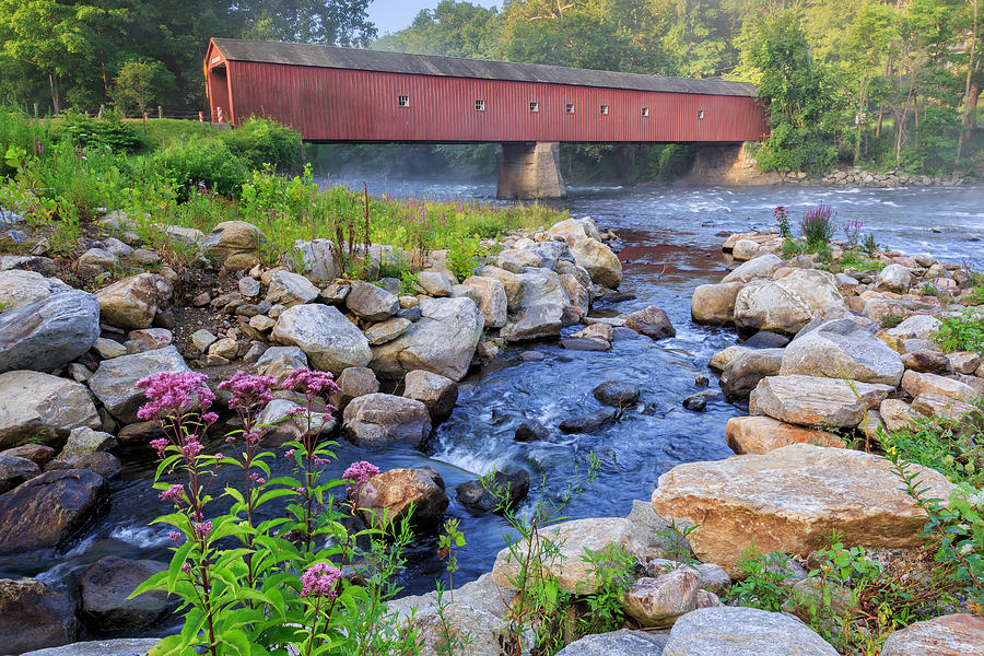 West Cornwall Covered Bridge Summer Photograph by Bill Wakeley