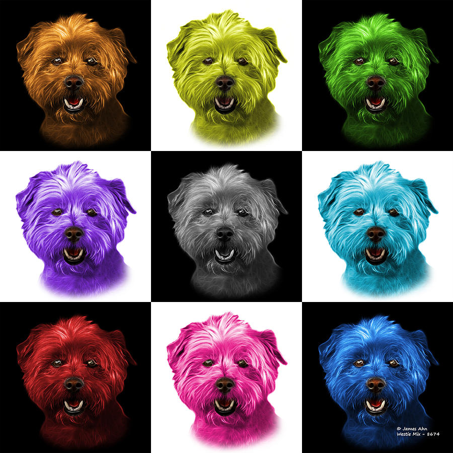 West Highland Terrier Mix - 8674 - V1 - M Mixed Media by James Ahn