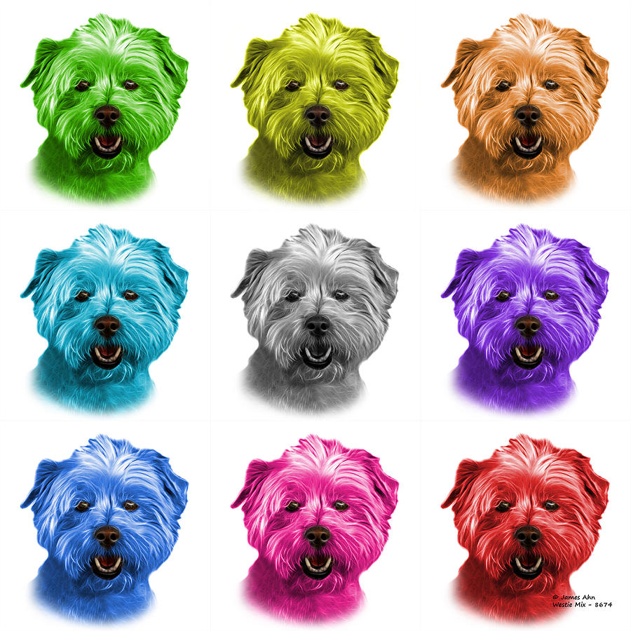 West Highland Terrier Mix - 8674 -WB - M Mixed Media by James Ahn