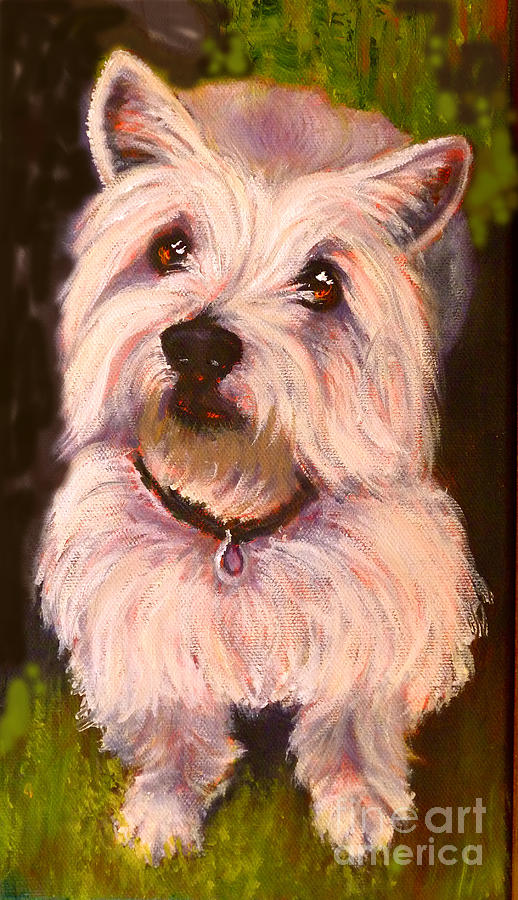 Nature Painting - West Highland Terrier Reporting for Duty by Susan A Becker