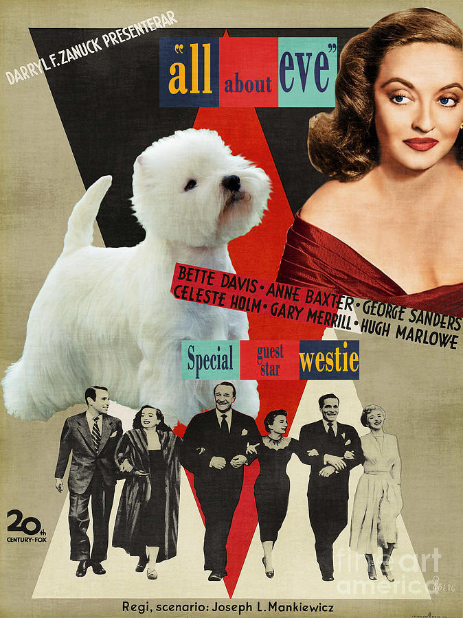Dog Painting - West Highland White Terrier Art Canvas Print - All About Eve Movie Poster by Sandra Sij