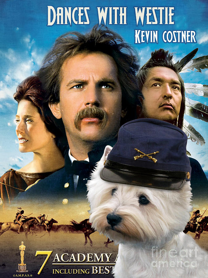 West Highland White Terrier Art Canvas Print - Dances with Wolves Movie Poster Painting by Sandra Sij